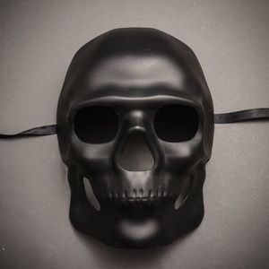 Skull Halloween Masquerade Full Face Mask - Black